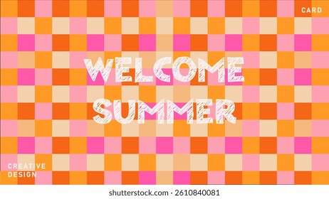 Creative concept of summer bright cover, card or poster in minimal style for corporate identity, branding, social media ads, promo. Modern design template in trendy geometric style