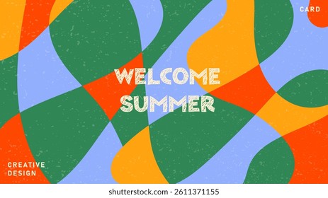 Creative concept of summer bright cover, card or poster in minimal style for corporate identity, branding, social media ads, promo. Modern design template in trendy geometric style