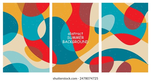 Concepto creativo de verano brillante y jugoso conjunto de tarjetas. Diseño de arte abstracto moderno con Formas líquidas con efecto superpuesto. Plantillas para la celebración, anuncios, marca, Anuncio, portada, etiqueta, cartel, ventas