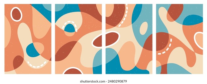 Creative concept of summer bright and juicy cards set. Modern abstract art design with liquid shapes with overlay effect. Templates for celebration, ads, branding, banner, cover, label, poster, sales