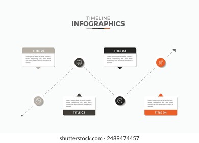 creative concept for timeline infographic with 4 steps minimal flat design