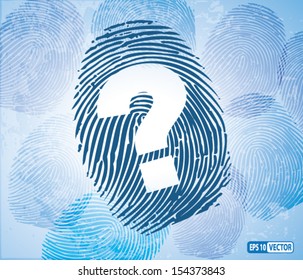 Creative Concept Vector Background - Question Mark Symbol on Thumbprint