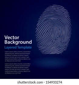 Creative Concept Vector Background - Thumb / Finger Print Symbol on a dark BG with copy space for text.