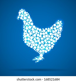 Creative concept vector chicken icon isolated on blue background