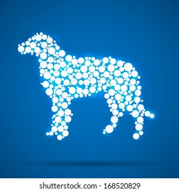 Creative concept vector dog  icon isolated on blue background