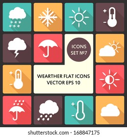 Creative concept vector Flat Icon Set of weather elements for Web and Mobile Applications - Set 7. Vector illustration creative template design, Business software and social media