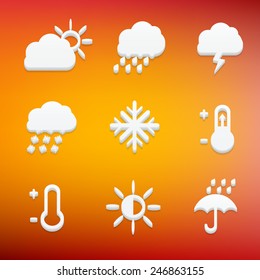 Creative concept vector Flat Icon Set of weather elements for Web and Mobile Applications - Set 7. Vector illustration creative template design, Business software and social media