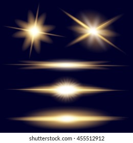 Creative concept vector glow light effect stars bursts with sparkles isolated on dark background. For illustration template art design, banner for Christmas celebrate, magic flash energy ray.