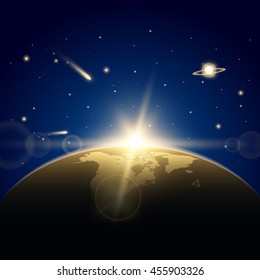 Creative concept vector glow light effect stars bursts with sparkles isolated on dark background. For illustration template art design, banner for Christmas celebrate, magic flash energy ray.