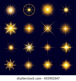 Creative concept vector glow light effect stars bursts with sparkles isolated on dark background. For illustration template art design, banner for Christmas celebrate, magic flash energy ray.