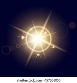 Creative concept vector glow light effect stars bursts with sparkles isolated on dark background. For illustration template art design, banner for Christmas celebrate, magic flash energy ray.