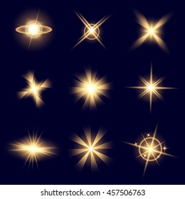 Creative concept vector glow light effect stars bursts with sparkles isolated on dark background. For illustration template art design, banner for Christmas celebrate, magic flash energy ray.