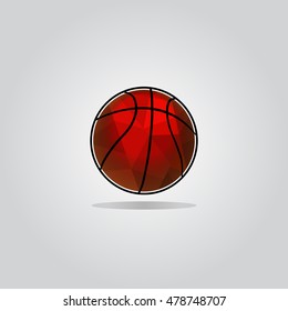Creative concept vector icon for the basketball championship. Logo for mobile app, poster, web. Polygon art.