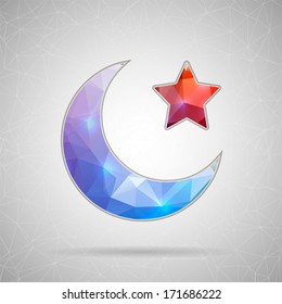 Creative concept vector icon of Crescent Islamic symbol for Web and Mobile Applications isolated on background. Vector illustration creative template design, Business software and social media.