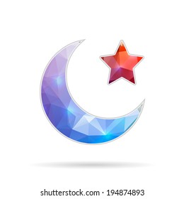 Creative concept vector icon of Crescent Islamic symbol for Web and Mobile Applications isolated on background. Vector illustration creative template design, Business software and social media.