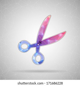 Creative concept vector icon of scissor for Web and Mobile Applications isolated on background. Vector illustration creative template design, Business software and social media.