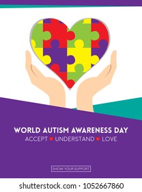 Creative concept vector illustration for World Autism awareness day. Can be used for banners, backgrounds, badge, icon, medical posters, brochures, print and health care awareness campaign for autism.