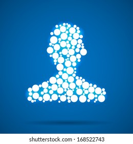 Creative concept vector man silhouette icon isolated on blue background