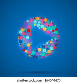 Creative concept vector play icon isolated on blue background