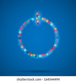 Creative concept vector power icon isolated on blue background