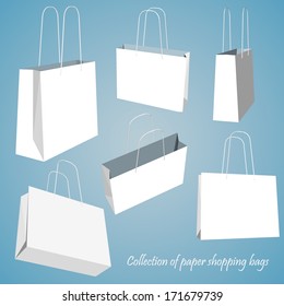 Creative concept vector set of empty shopping bag isolated on white background. Vector illustration creative template design, Business software and social media.