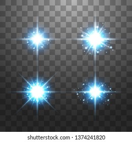 Creative concept Vector set of glow light effect stars bursts with sparkles isolated on transparent background