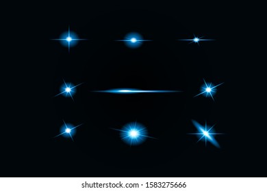 Creative concept Vector set of glow light effect stars bursts with sparkles isolated on black background. For illustration template art design, banner for Christmas celebrate, magic flash energy ray.