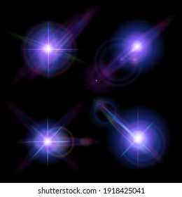 Creative concept Vector set of glow light effect stars bursts with sparkles isolated on black background. For illustration template art design, banner for Christmas celebrate, magic flash energy ray.