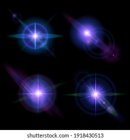 Creative concept Vector set of glow light effect stars bursts with sparkles isolated on black background. For illustration template art design, banner for Christmas celebrate, magic flash energy ray.