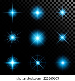 Creative concept Vector set of glow light effect stars bursts with sparkles isolated on black background. For illustration template art design, banner for Christmas celebrate, magic flash energy ray.