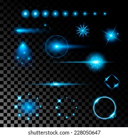 Creative concept Vector set of glow light effect stars bursts with sparkles isolated on black background. For illustration template art design, banner for Christmas celebrate, magic flash energy ray.