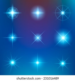 Creative concept Vector set of glow light effect stars bursts with sparkles isolated on black background. For illustration template art design, banner for Christmas celebrate, magic flash energy ray.