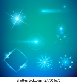 Creative concept Vector set of glow light effect stars bursts with sparkles isolated on black background. For illustration template art design, banner for Christmas celebrate, magic flash energy ray.