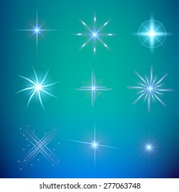 Creative concept Vector set of glow light effect stars bursts with sparkles isolated on black background. For illustration template art design, banner for Christmas celebrate, magic flash energy ray.