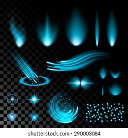 Creative concept Vector set of glow light effect stars bursts with sparkles isolated on black background. For illustration template art design, banner for Christmas celebrate, magic flash energy ray.