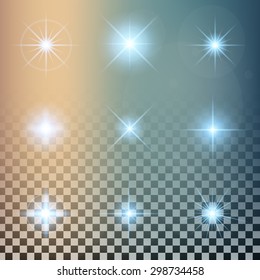Creative concept Vector set of glow light effect stars bursts with sparkles isolated on black background. For illustration template art design, banner for Christmas celebrate, magic flash energy ray.