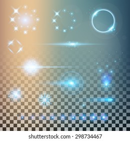 Creative concept Vector set of glow light effect stars bursts with sparkles isolated on black background. For illustration template art design, banner for Christmas celebrate, magic flash energy ray.