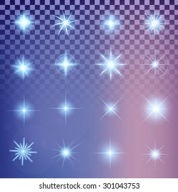 Creative concept Vector set of glow light effect stars bursts with sparkles isolated on black background. For illustration template art design, banner for Christmas celebrate, magic flash energy ray.