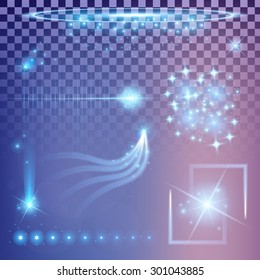Creative concept Vector set of glow light effect stars bursts with sparkles isolated on black background. For illustration template art design, banner for Christmas celebrate, magic flash energy ray.