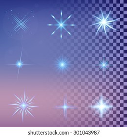 Creative concept Vector set of glow light effect stars bursts with sparkles isolated on black background. For illustration template art design, banner for Christmas celebrate, magic flash energy ray.