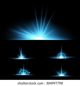 Creative concept Vector set of glow light effect stars bursts with sparkles isolated on black background. For illustration template art design, banner for Christmas celebrate, magic flash energy ray