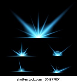 Creative concept Vector set of glow light effect stars bursts with sparkles isolated on black background. For illustration template art design, banner for Christmas celebrate, magic flash energy ray