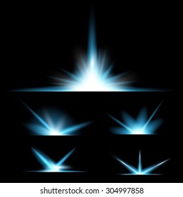 Creative concept Vector set of glow light effect stars bursts with sparkles isolated on black background. For illustration template art design, banner for Christmas celebrate, magic flash energy ray