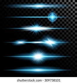 Creative concept Vector set of glow light effect stars bursts with sparkles isolated on black background. For illustration template art design, banner for Christmas celebrate, magic flash energy ray.