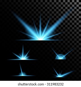 Creative concept Vector set of glow light effect stars bursts with sparkles isolated on black background. For illustration template art design, banner for Christmas celebrate, magic flash energy ray.