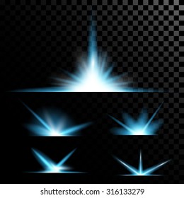 Creative concept Vector set of glow light effect stars bursts with sparkles isolated on black background. For illustration template art design, banner for Christmas celebrate, magic flash energy ray.