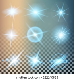 Creative concept Vector set of glow light effect stars bursts with sparkles isolated on black background. For illustration template art design, banner for Christmas celebrate, magic flash energy ray.