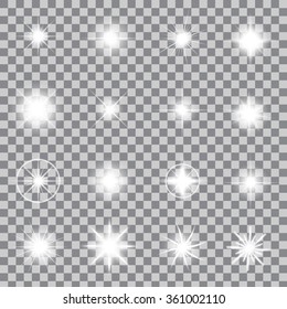 Creative concept Vector set of glow light effect stars bursts with sparkles isolated on black background. For illustration template art design, banner for Christmas celebrate, magic flash energy ray.