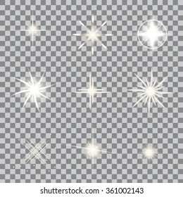 Creative concept Vector set of glow light effect stars bursts with sparkles isolated on black background. For illustration template art design, banner for Christmas celebrate, magic flash energy ray.