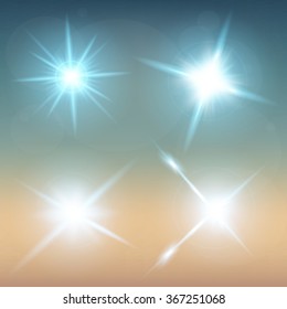 Creative concept Vector set of glow light effect stars bursts with sparkles isolated on black background. For illustration template art design, banner for Christmas celebrate, magic flash energy ray.